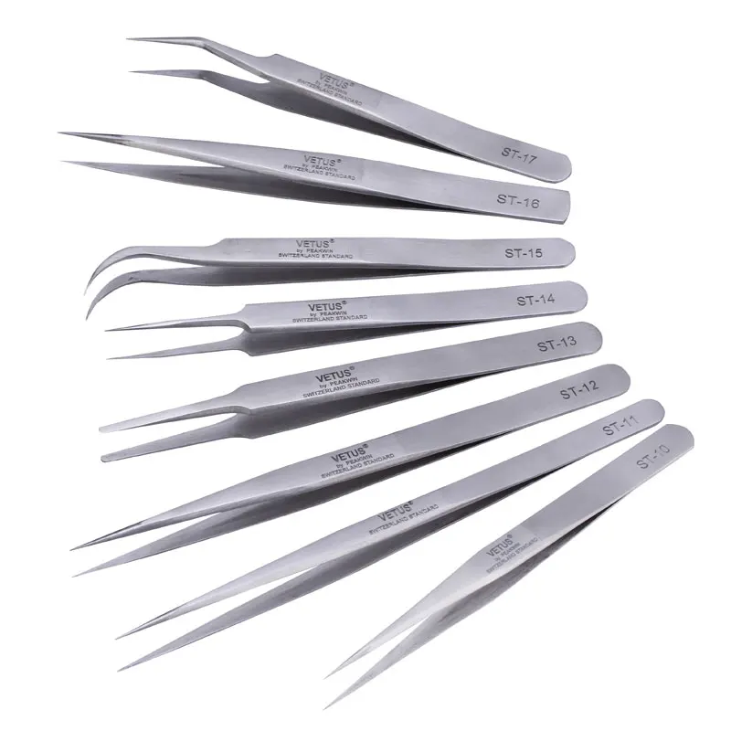 

Precision Vetus Tweezers Pinzas Pinzetta Stainless Steel Curved Tweezers Herramientas Hand Tools