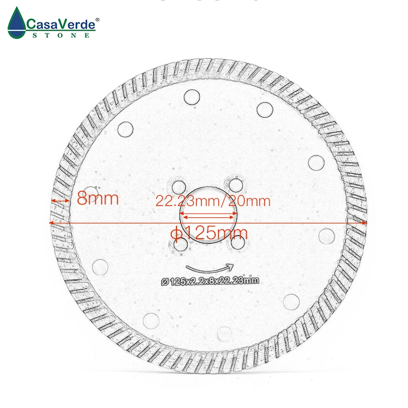 Hoja de sierra circular de diamante de 5 pulgadas, disco de corte de granito y mármol, 125mm, Envío Gratis
