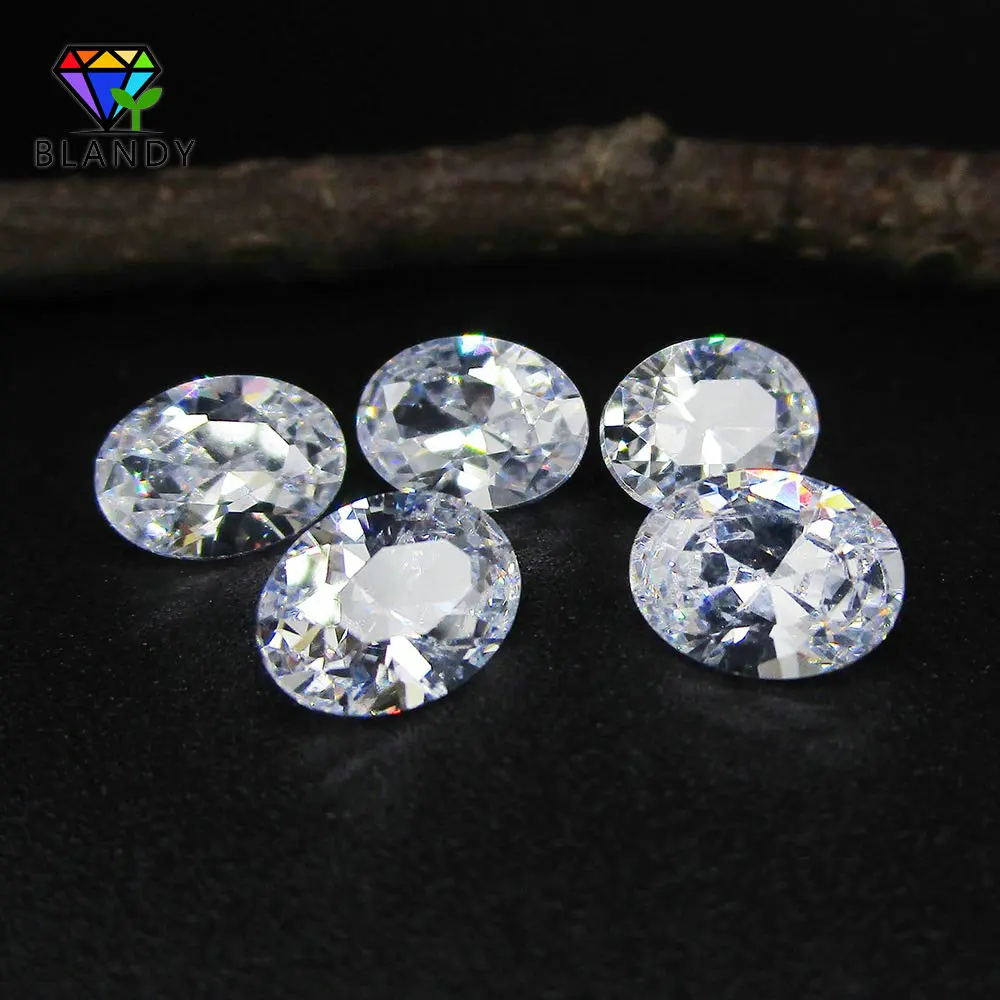 5A 2x3~13x18mm Oval Shape White Cubic Zirconia Machine Cut Loose Zirconia Stone Gems For Jewelry