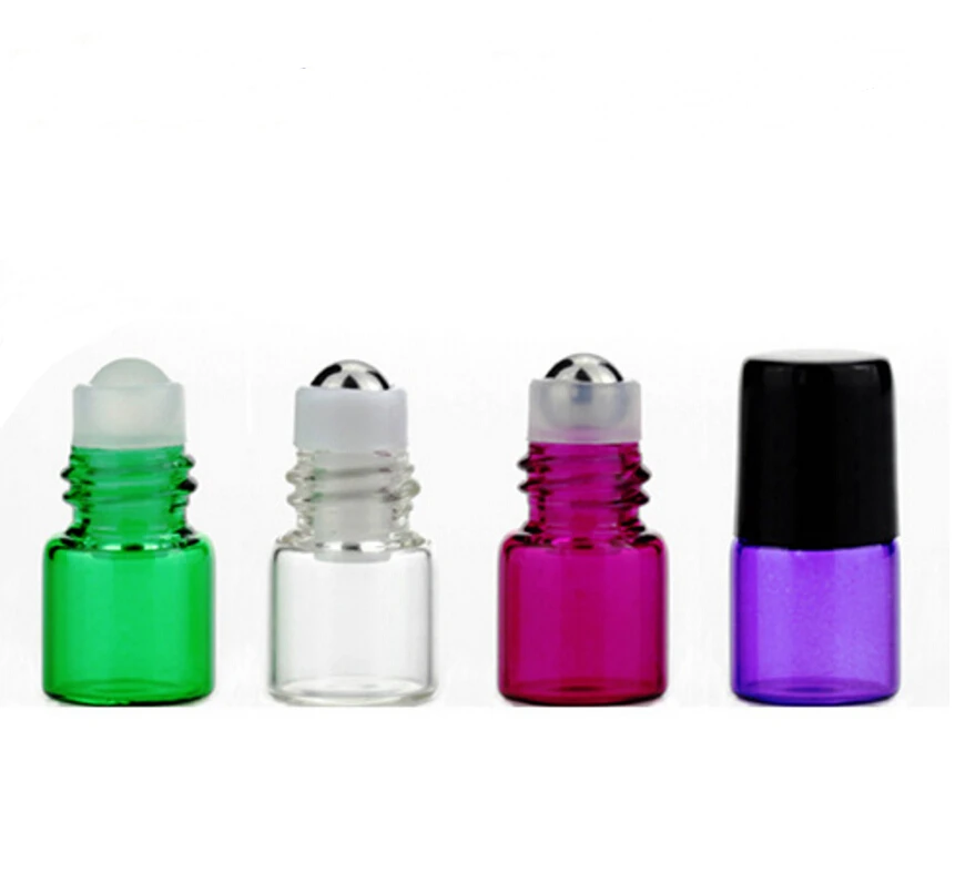 1ml Small Glass Colorful Roller Bottle Fragrance Perfume Bottles Refillable & Portable Perfume Roll On Bottle 1000pcs/lot