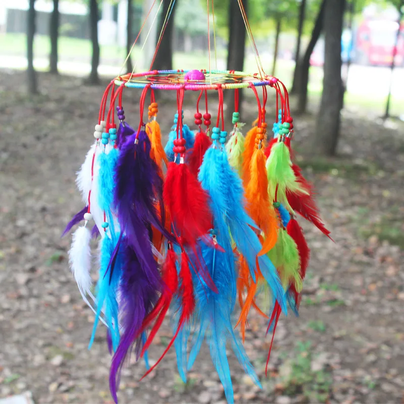 

Indian Dream Catcher Home Decor, Feather Dreamcatcher Wind Chimes Indian Style, Religious Mascot Car or Wall hanging Decoration