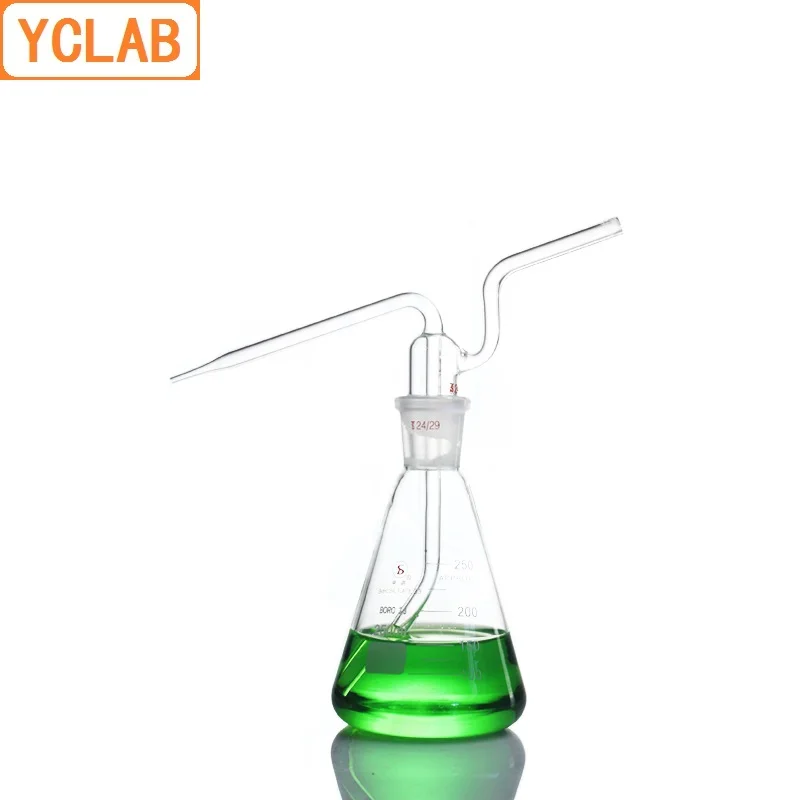 YCLAB 500mL Cone Washing Bottle Glass Triangle Standard Mouth Gas Cleaning Laboratory Chemistry Equipment