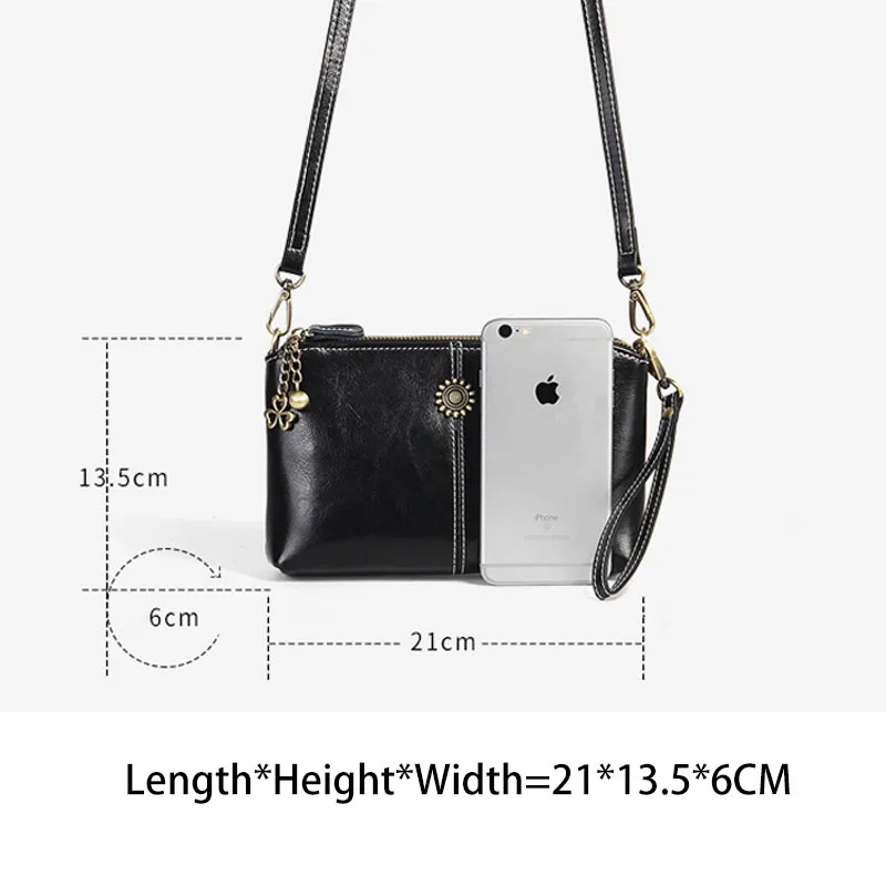 Zency 100% Genuine Leather Retro Women Messenger Purse Day Clutches Fashion Lady Shoulder Crossbody Bags Black Brown Handbag