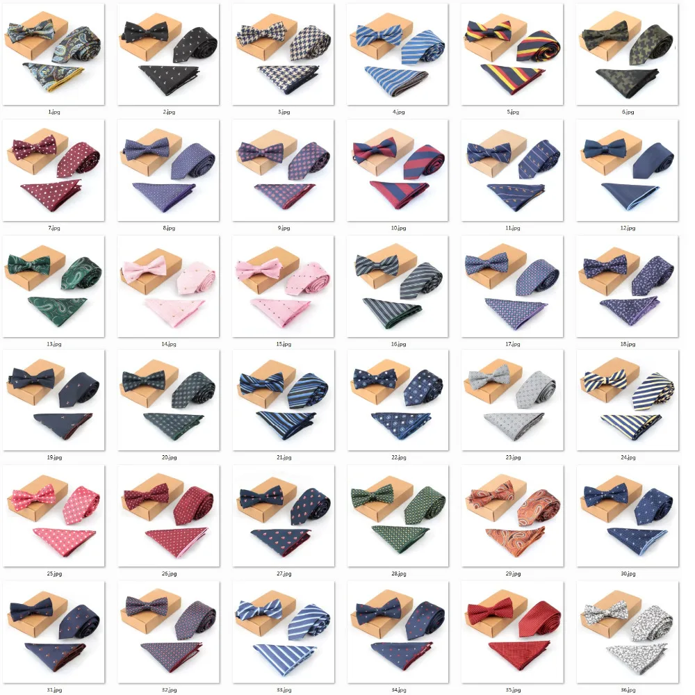 

Neck tie set slim ties for men Handkerchiefs Pocket square bowtie bow ties Stripe 43 designs 3 pieces in one