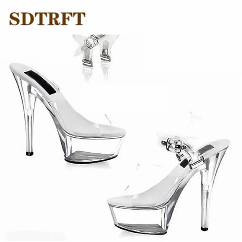 SDTRFTPlus:35-45 46 SUMMER Peep Toe zapatos mujer sandals 15cm thin high heels  platform sexy woman shoes wedding pumps