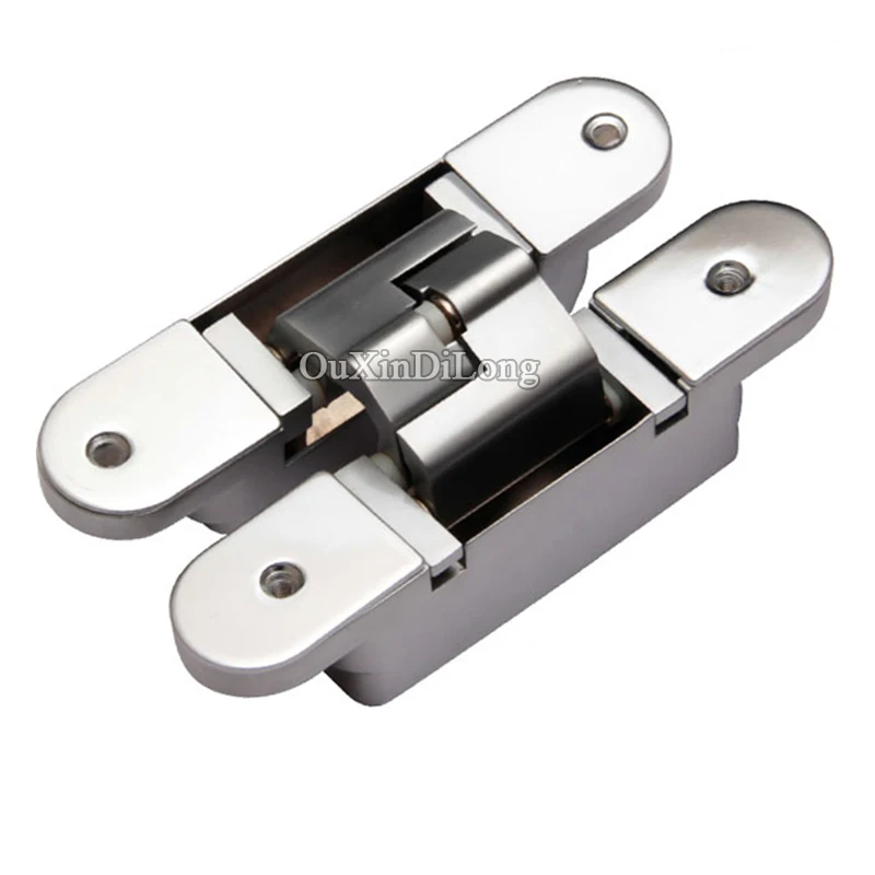 HOT 10PCS 3D Adjustable Cross Door Hinges Invisible Concealed Hinges Zinc Alloy Hidden Hinge Bearing 20KG/PCS For Folding Door