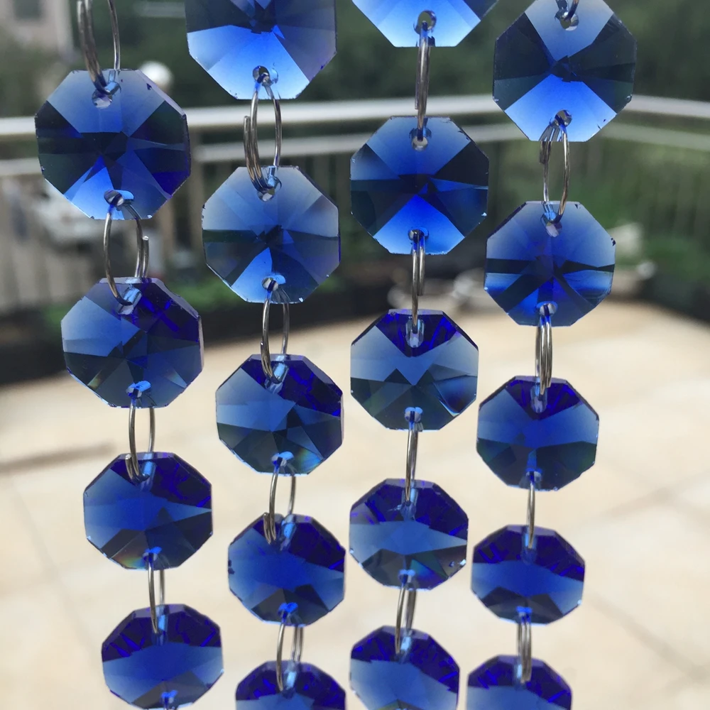 5meters Sapphire Crystal Glass Octagon Beads Crystal Glass Garland Strand Wedding & Christmas Party Event Decoration