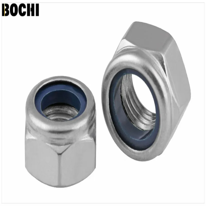 

DIN985 10PCS M10/M12 Nylon Lock nut,Locking nut,Self lock nut, 316/304/201 Stainless Steel Self Locking Hex Nuts