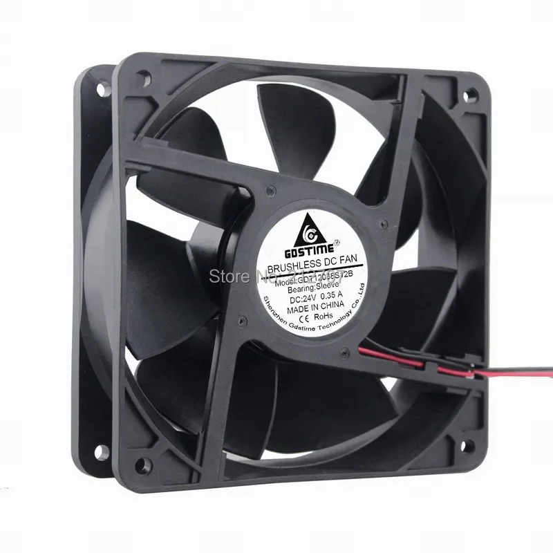 10pcs/lot Gdstime 2wires 120mm 120*38 120x120x38mm 24V DC Brushless Cooling Fan