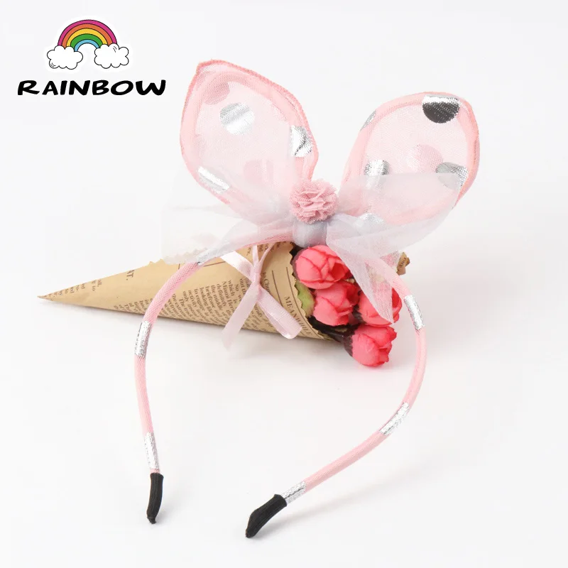 

1pcs Creativity Fashion Rabbit Ear Sand Flower Bowknot Hairbands Children Girls Headband Decoration Handmade Headwear Accessorie