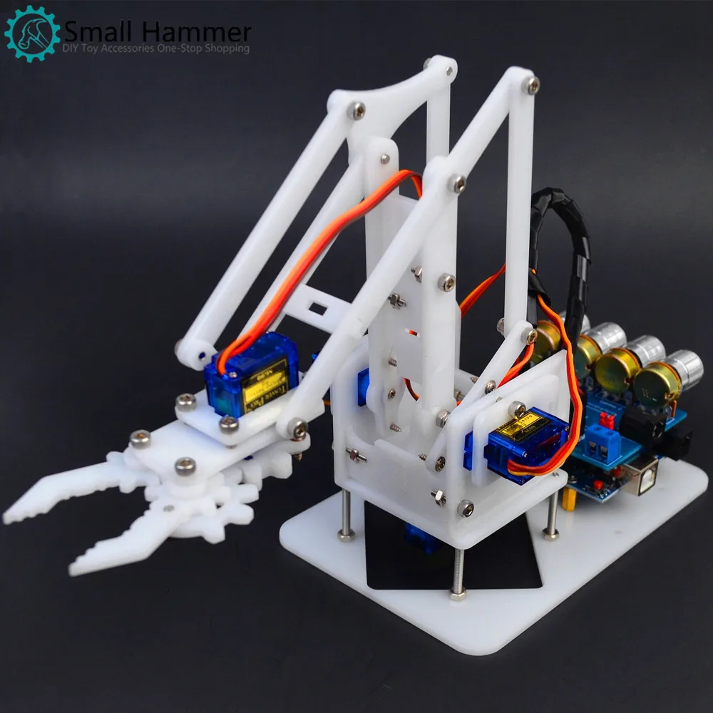 

DIY assembly acrylic mechanical arm mechanical grasp 4 degrees of freedom Arduino sg90 economic edition