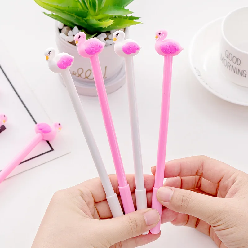 

40 Pcs Creative Prizes Pink Flamingo Neutral Pen Learning Supplies Office Stationery Student Black Signature Pen Wholesale