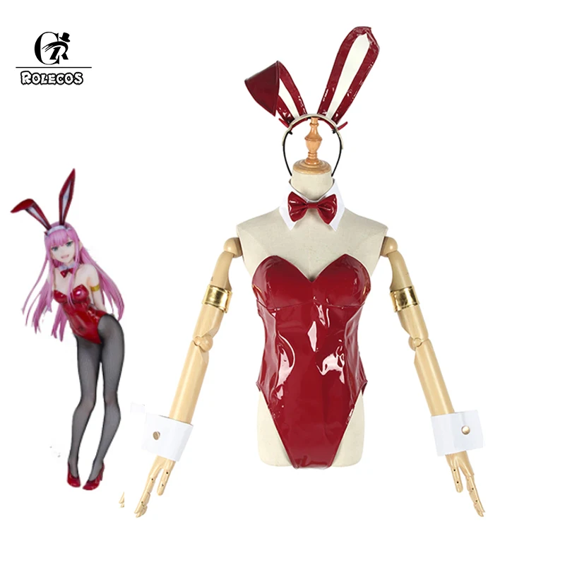 ROLECOS Anime Zero Two Cosplay Costumes Bunny Girl Senpai Sexy Costume Bunny Ears Jumpsuit