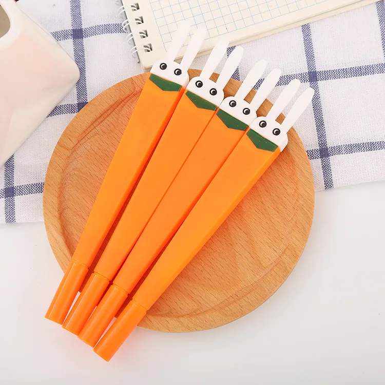 

40 pcs Creative Flat-headed Rabbit Carrot Neutral Pen Cute Cartoon Learning Stationery Office Supplies Water-based Signature Pen