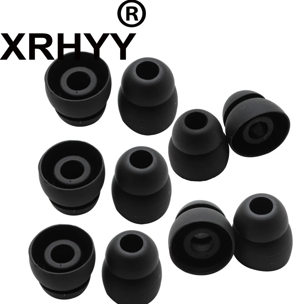 

XRHYY 10pcs Double Flange Earbuds for Powerbeats 3 Powerbeats3 Wireless Headphones Replacement Silicone Eartips Ear Buds Black