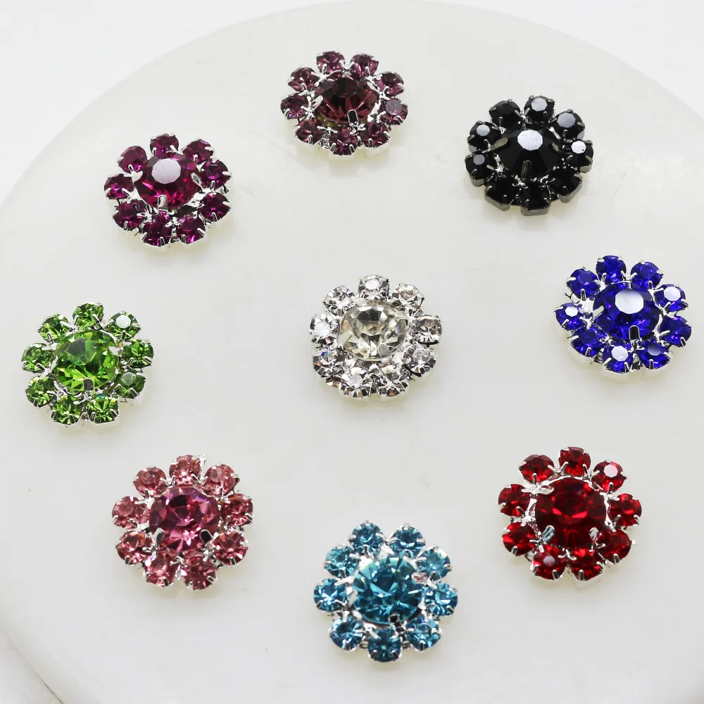 ZMASEY 16mm bottoni in metallo 10 pz/lotto Mix Color strass diamante cristallo bottone abbellimento decorazione accessori copricapo