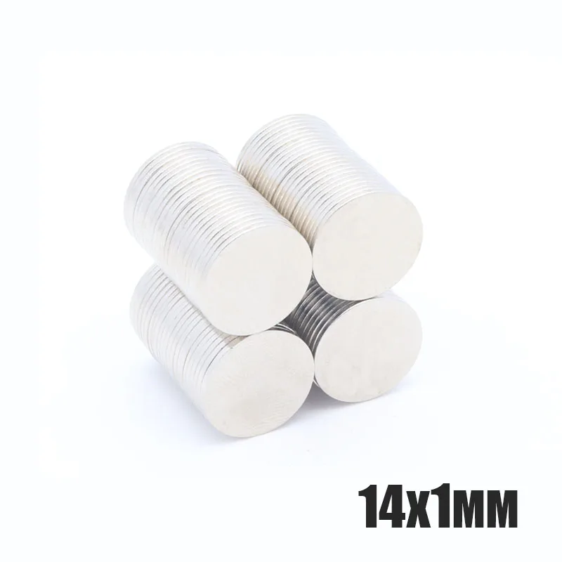 100pcs 14x1 mm Neodymium N35 Dia 14mm X 1mm Strong Magnets Tiny Disc NdFeB Rare Earth For Crafts Models Fridge Sticking Free