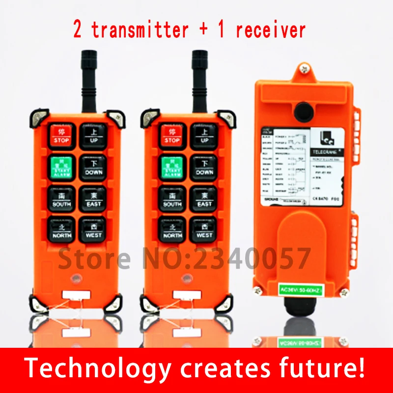 

2 transmitter + 1 receiver industrial remote controller switches Industrial remote control electric hoist 12V/24V/48V/110V/220V