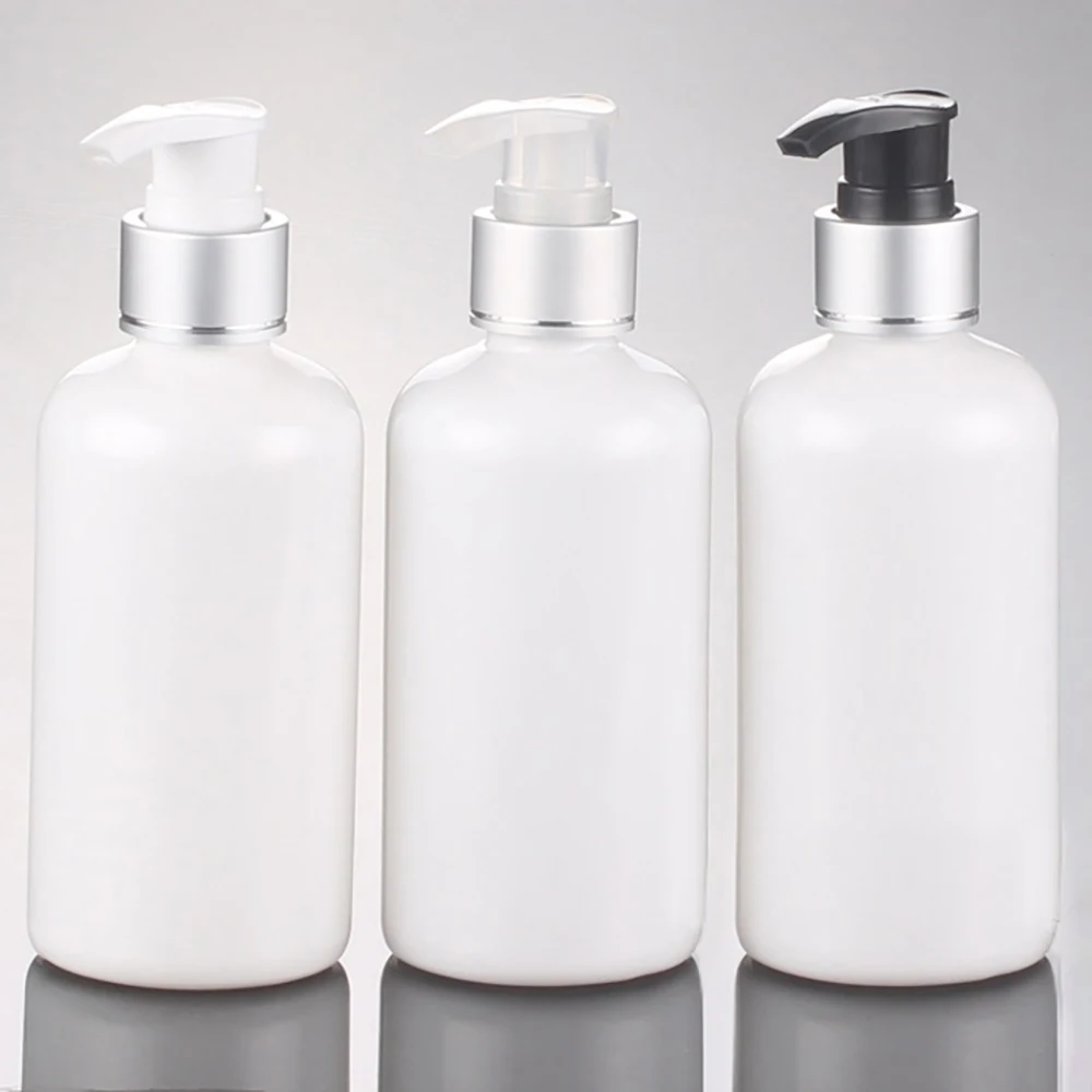 

220ml PET bottle with silver lotion pump(long mouth),round shoulder cosmetic packing,cosmetic bottle for liquid and lotion cream