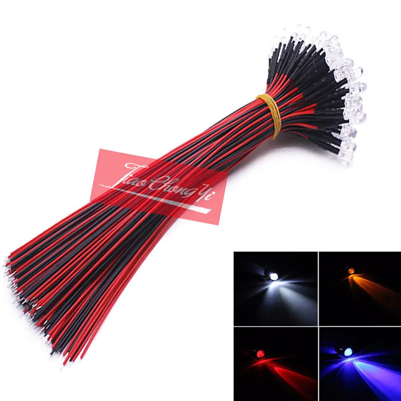 F5mm DC 9-12V Rot/blau/grün/weiß/gelb warme weiße farbe PreWired Auto boot LED Pre Wired 5MM Wasser Klar LED Diod 10-100PCS