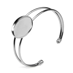 LFPU Bronze Rhodium Plated 25MM Blank Cabochon Bangle Base Bezel DIY Cameo Blank Cuff Bangle Bracelet Jewelry Findings