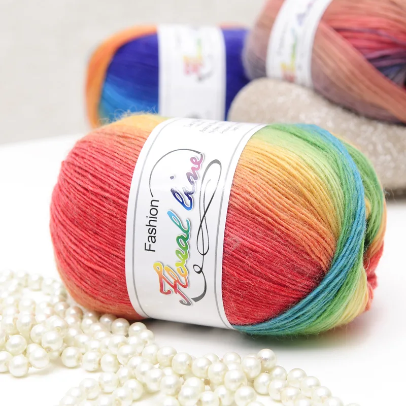 

High Quality 100% Australian Wool Crochet Yarn Thick For Hand Knitting Laine A Tricoter Rainbow Space Dyed Baby Yarns Wool Threa