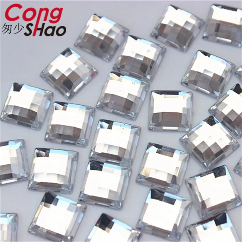 100pcs 10mm Square Shape Colorful Flatback Acrylic AB Rhinestones Stones And Crystals For DIY Costume Jewelry Accessories 8Y56