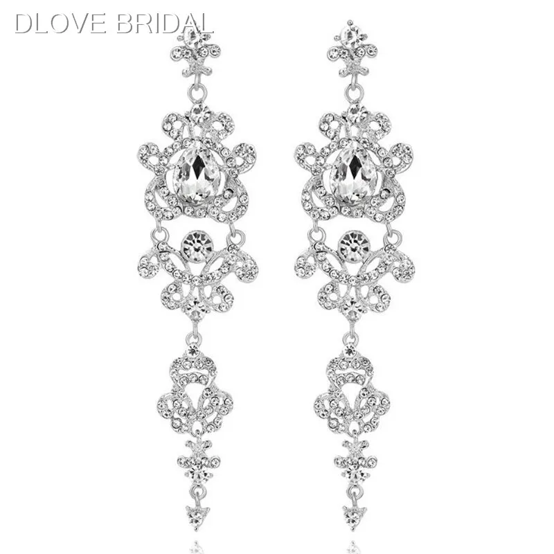 

1 пара, женские серьги-подвески с кристаллами