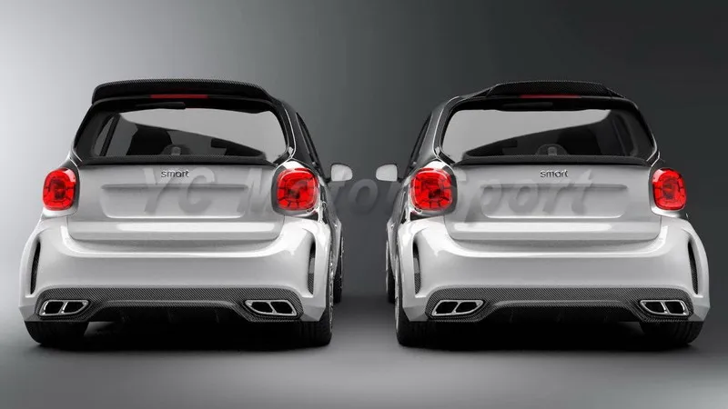 

Car Accessories FRP Fiber Glass AMG Style Rear Bumper with Muffler Tips Fit For 2015-2019 Smart Fortwo C453 Body Kit Rear Bumper