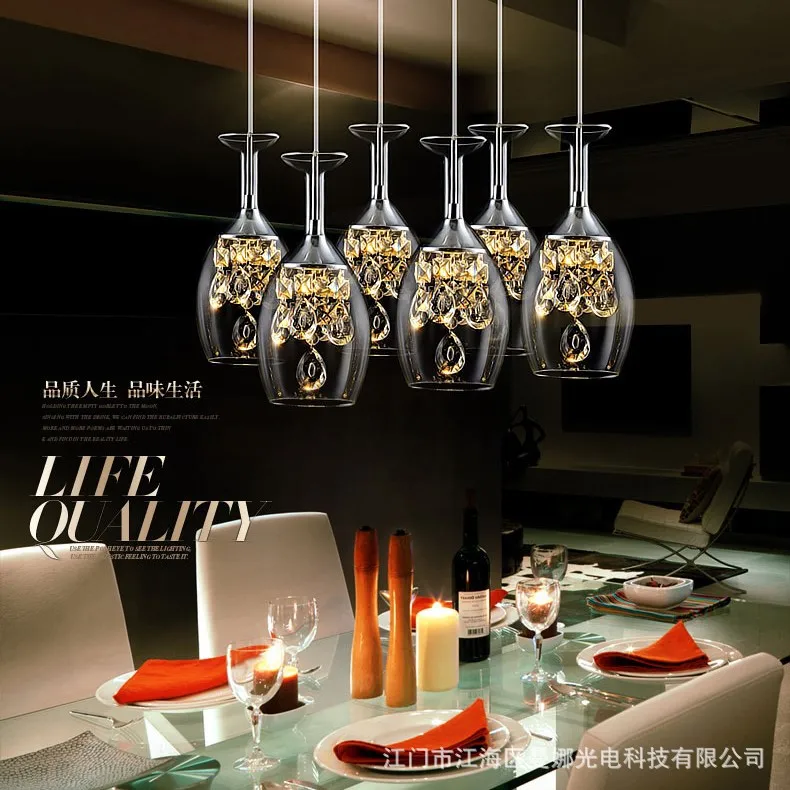 

Modern Simple Creative Single-Head Glass Chandelier Three-Head Restaurant Lamp Led Restaurant Crystal Chandelier Bar Lamp