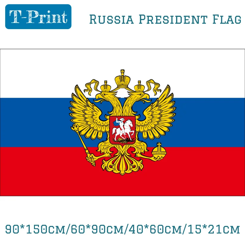 90*150cm/60*90cm/40*60cm/15*21cm 3*5ft Russia President Flag Wholesale 90*150cm Polyester Double-headed Eagle Flag For June 12th