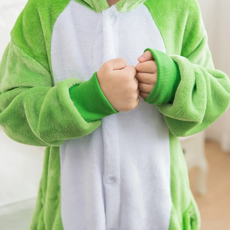 Animal Frog Pajamas Children Onesies baby Cosplay Costume Unisex robe kids clothes Boys Girls Flannel Sleepwear Pyjama