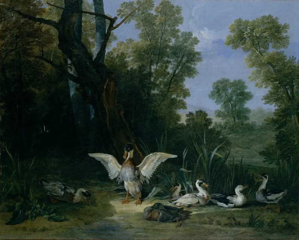 Oil Painting Reproduction,handmade oil painting,Ducks Rest in Sunshine by Jean-Baptiste Oudry,Animal oil painting,Museum quaity