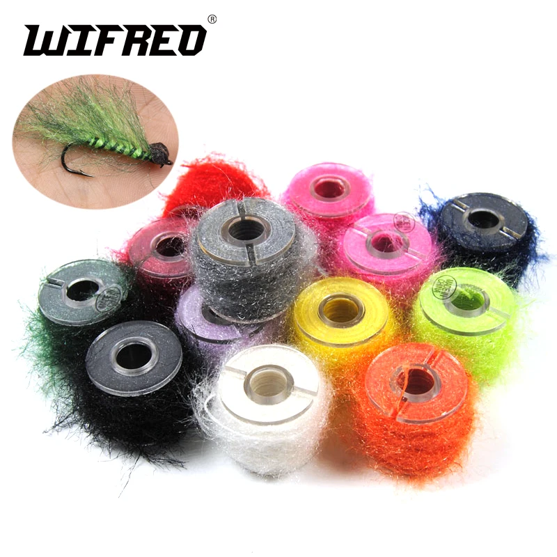 Wifreo 10m/spool Fly Tying Material Dub Chenille Sparkle Fiber Yarn Saltwater Streamer Nymph Scud Wooly Bugger Leech Fly Tying