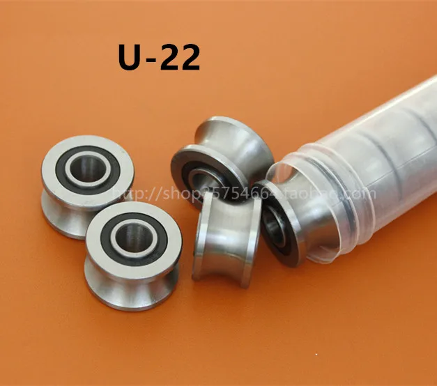 

100pcs/lot ABEC-5 U22 8mm U groove pulley bearings U-22 8x22.5x14.5x13.5 mm V / U groove roller wheel ball bearing TU22