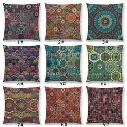 Boho Colorful Abstract Ethnic Floral Cushion Cover Mandalas Pattern Prints Vintage Patchwork Geometric  Sofa Pillow Case