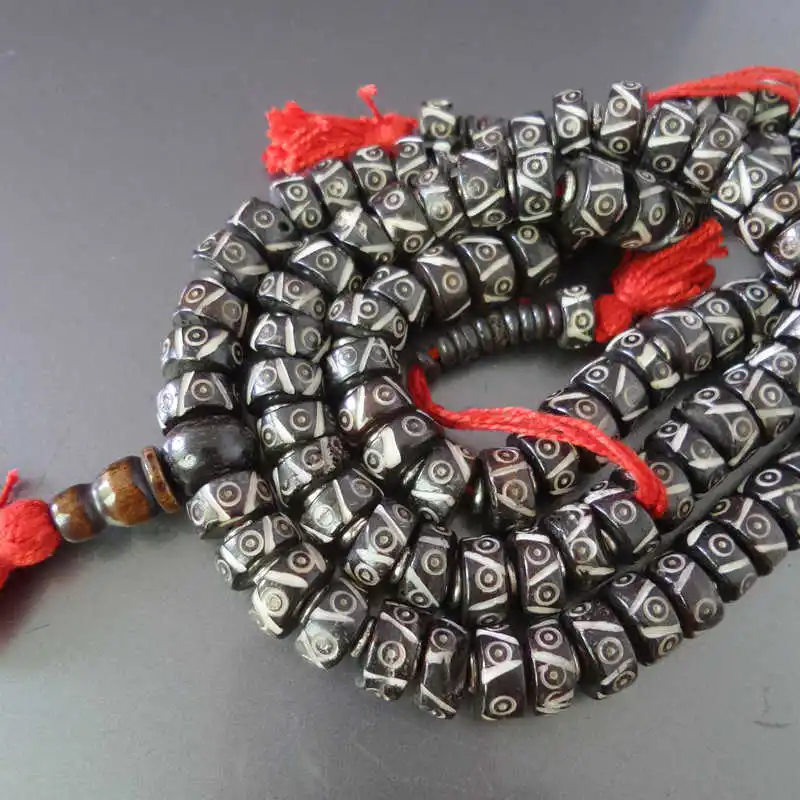 Tibet 108 Yak Bone Hand Carved Totem Sar Moon Prayer Beads Mala 10mm BRO978