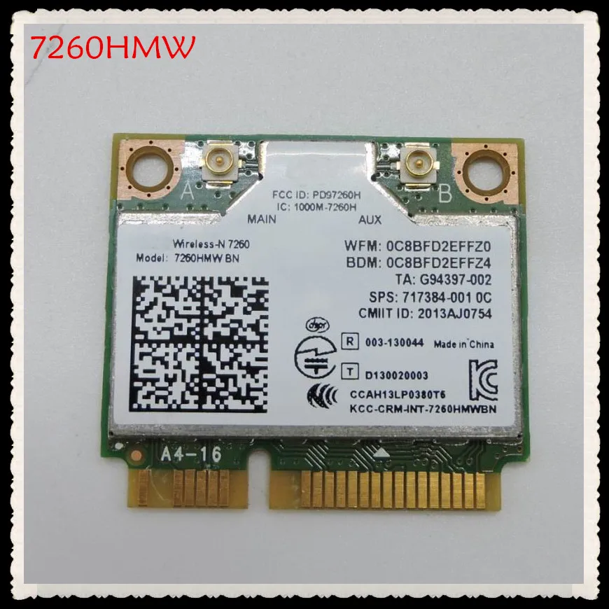 

Для 7260 беспроводной-N Intel 7260HMW BN 802.11bgn 300 Мбит/с Bluetooth 4,0 Mini PCI-E Wi-Fi карта