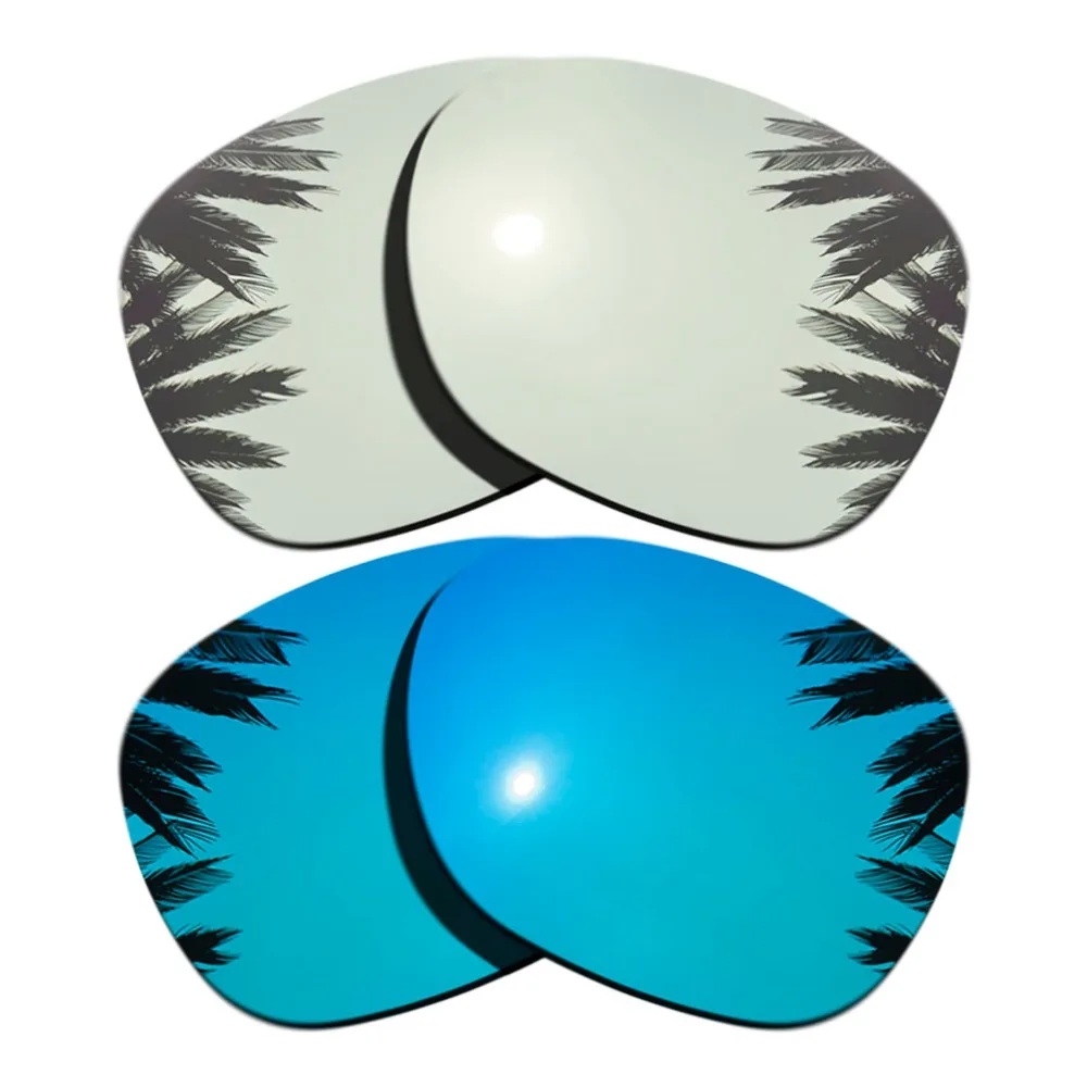 

(Silver Mirrored+Ice Blue Mirrored Coating) 2-Pairs Polarized Replacement Lenses for Garage Rock 100% UVA & UVB Protection