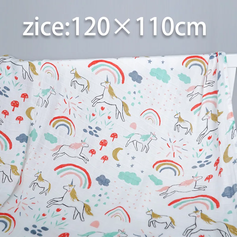 Bamboo Cotton Baby Blankets Newborn Flamingo Unicorn Patterns Muslin Swaddle Wrap Bebe Kids Infant Gauze Diapers Baby Bath Towel