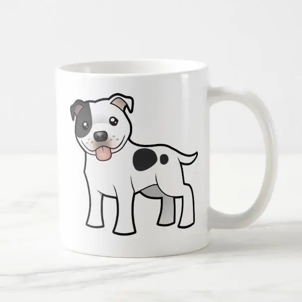 Funny Staffordshire Bull Terrier Coffee Mug Novelty Staffie Cartoon Staffy Dog Beer Milk Tea Cups Mugs Cute Kawaii Puppy Gifts