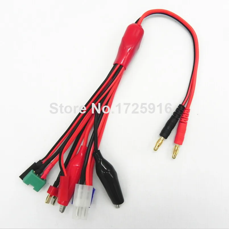 

5pcs/lot 8 in 1 Multifunction Lipo Battery Charging Cable EC3 T JST Tamiya JR Futuba Plug Charger Connectors to Banana Connector