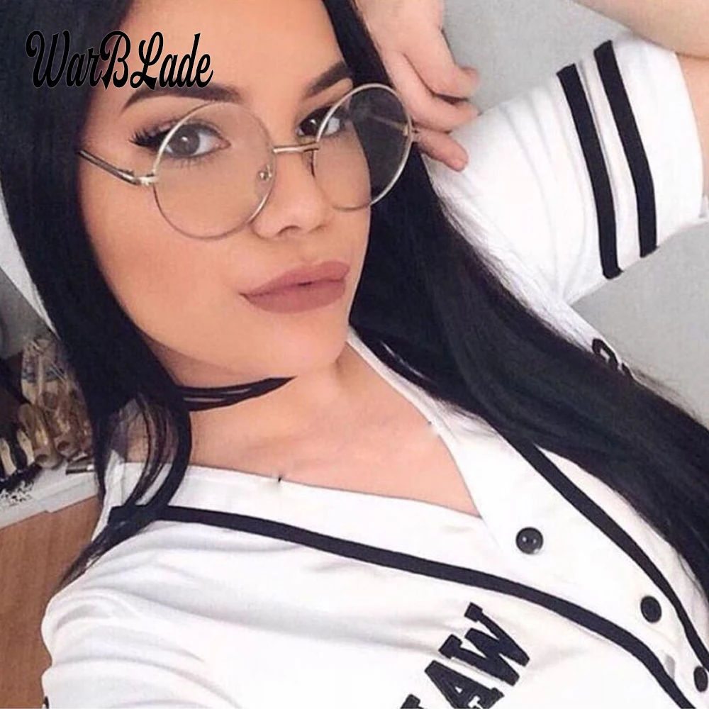 WarBLade 2020 round nerd glasses clear lens unisex gold round metal frame glasses optical men women eyeglass frame fake glasses