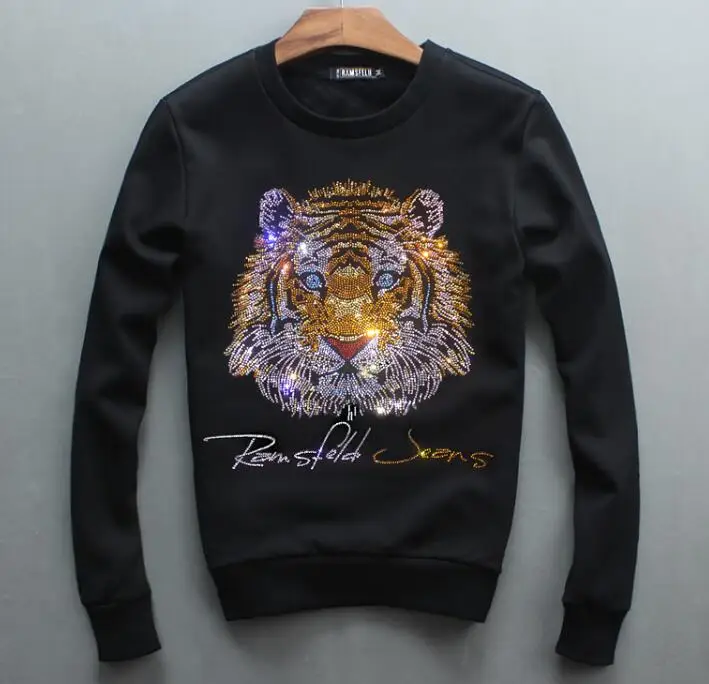 

autumn of 2021 hoodies new men's head round neck sweatershirt Diamonds Tiger youth leisure hoody