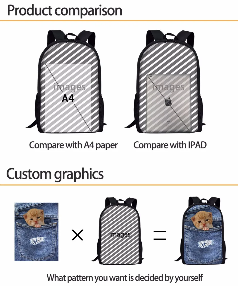 FORUDESIGNS-mochilas escolares con estampado 3D de Husky para niños, morral escolar con estampado de animales para escuela primaria, morral escolar para niñas