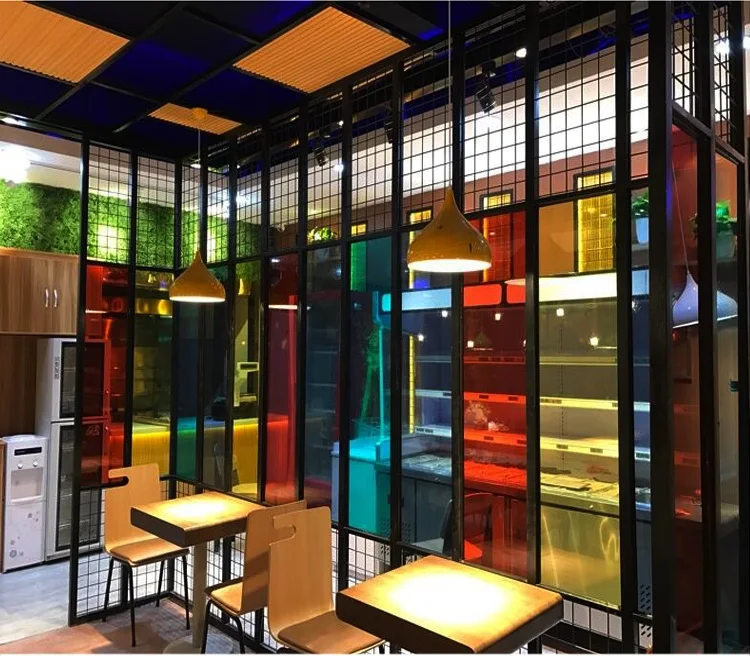 Colored glass film window stickers unidirectional transparent sunscreen shading insulated sliding door decorated