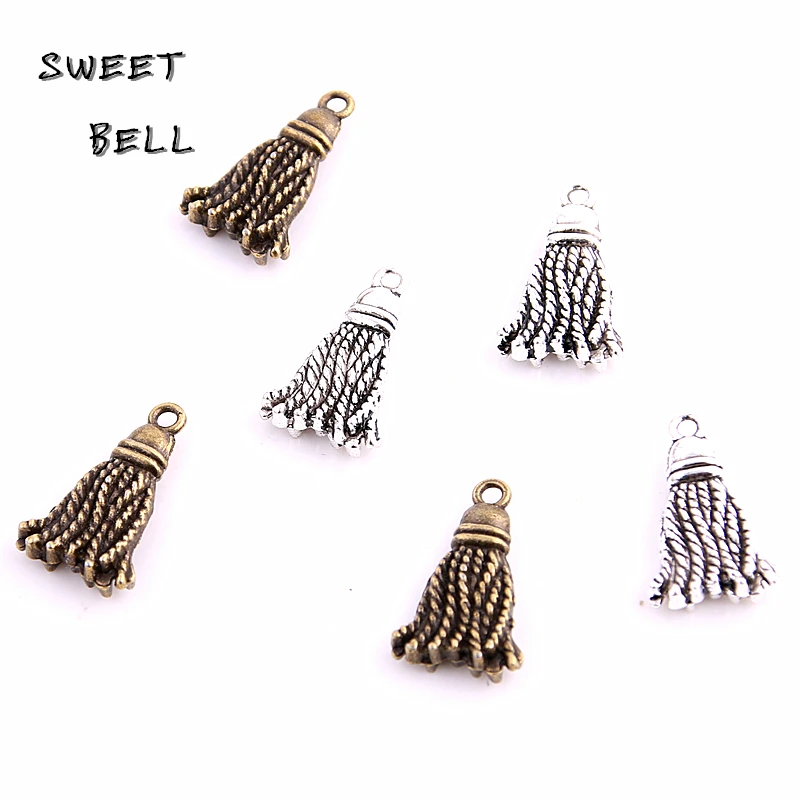 SWEET BELL 40pcs 12*20mm Alloy Jewelry Making Besom Fashion Necklace Pendant Bracelet Charms Handmade Craft  D6124