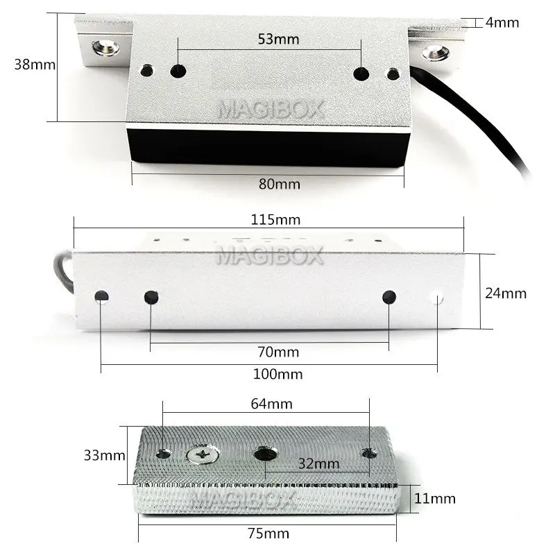 Imagem -03 - Incorporado Mini Fechadura Eletromagnética Controle Remoto 100lbs 60kg Controle Remoto 12v Fonte de Alimentação