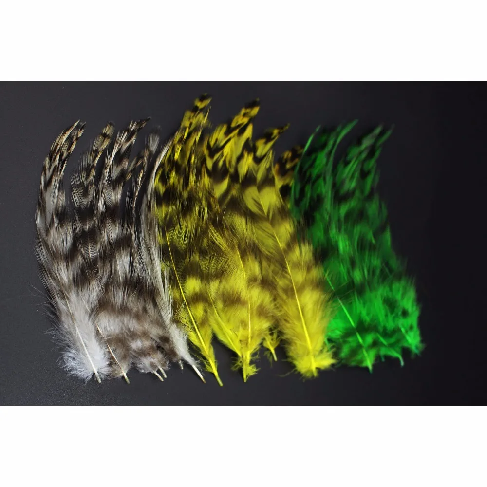 Tigofly 30 Pcs 3 Colors Black Barred Natural Grizzly Rooster Hackles Feathers Fly Tying Materials