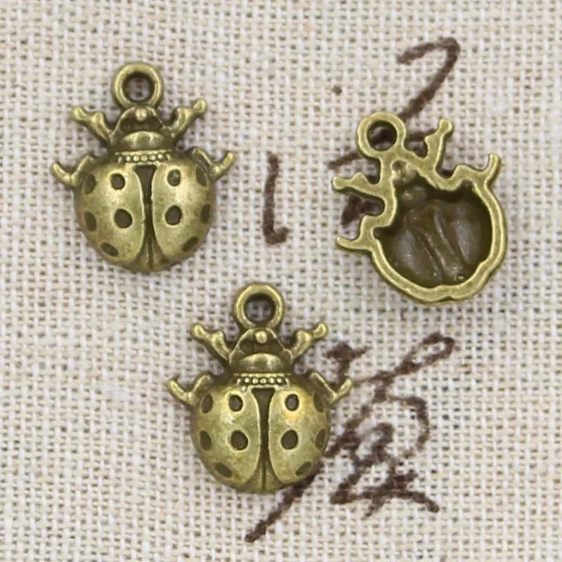 12pcs Charms Ladybug Bug 16x14mm Antique Making Pendant fit,Vintage Tibetan Bronze Silver color,DIY Handmade Jewelry